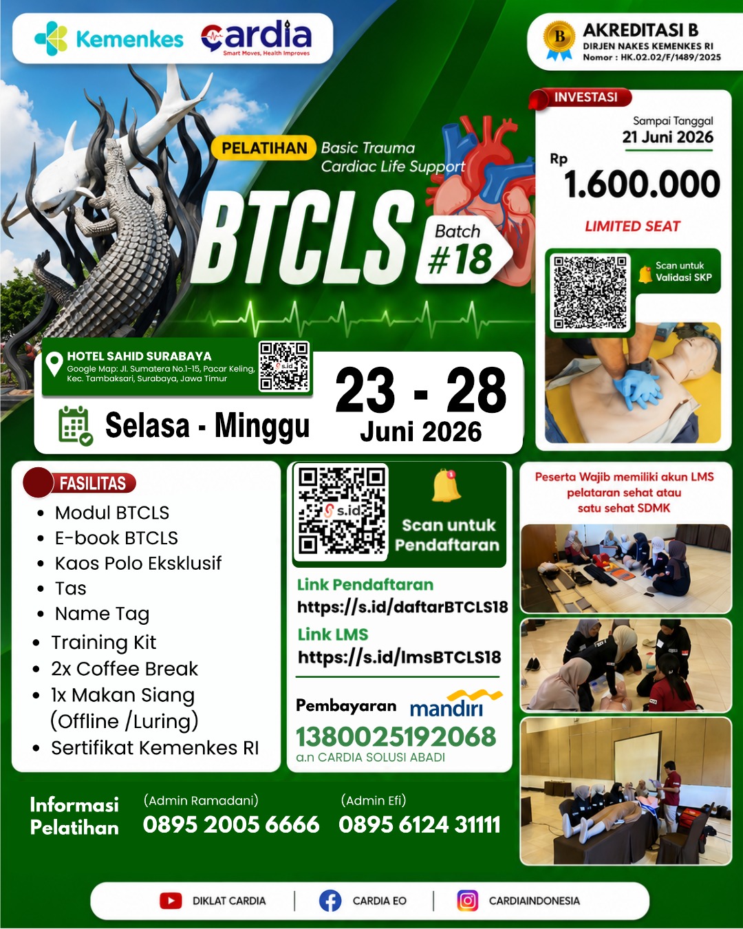Gambar Pelatihan Basic Trauma Cardiac Life Support (BTCLS) Batch 18