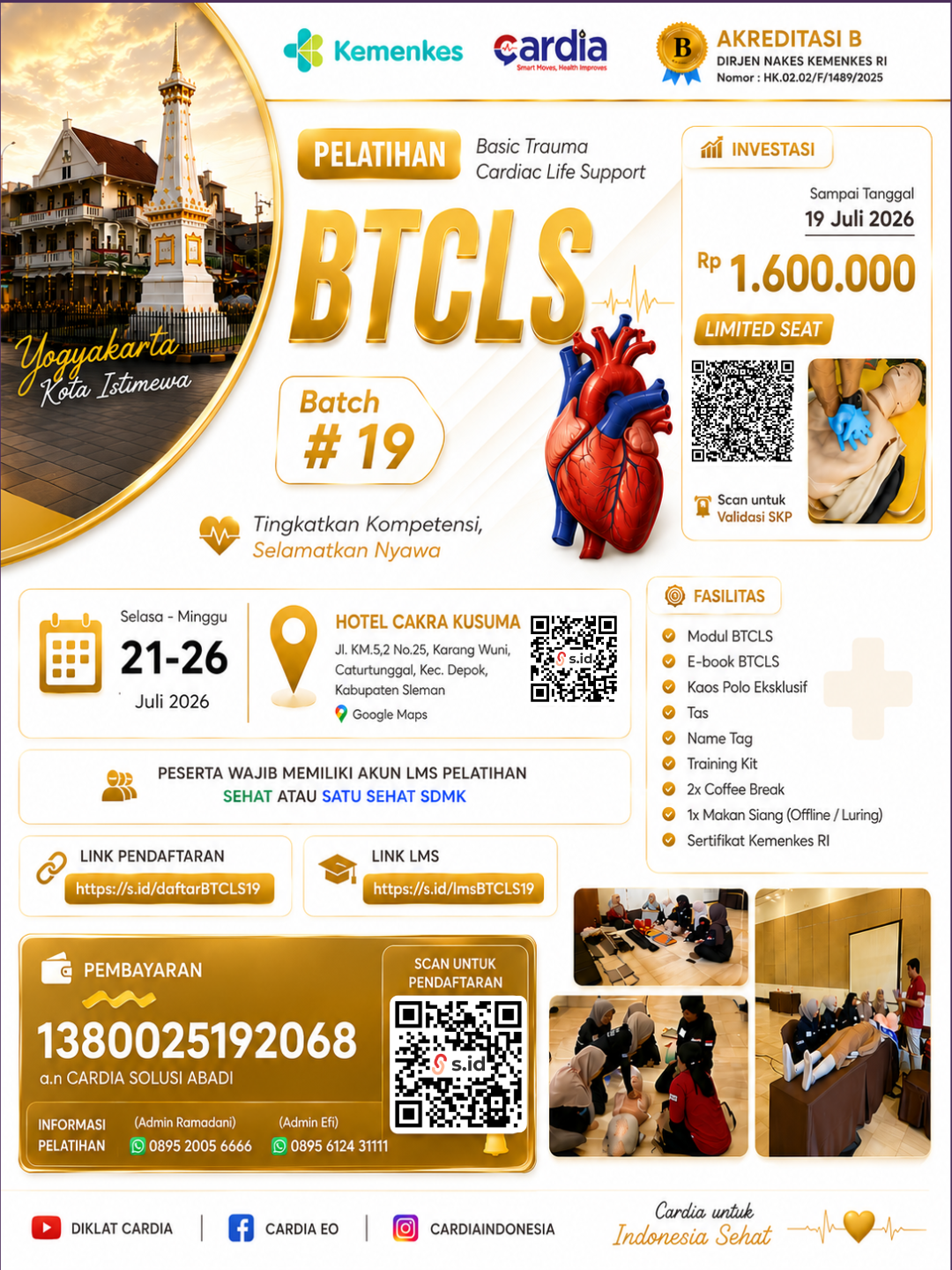 Pelatihan Basic Trauma Cardiac Life Support (BTCLS) Batch 19 - Kota Yogyakarta