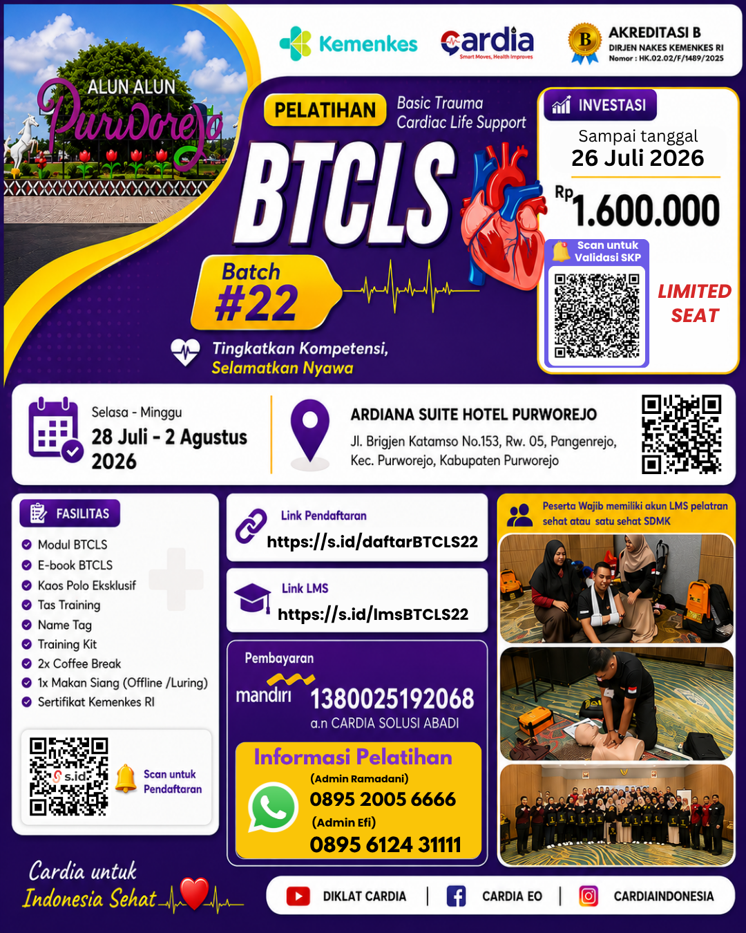 Pelatihan Basic Trauma Cardiac Life Support (BTCLS) Batch 22 - Kota Purworejo