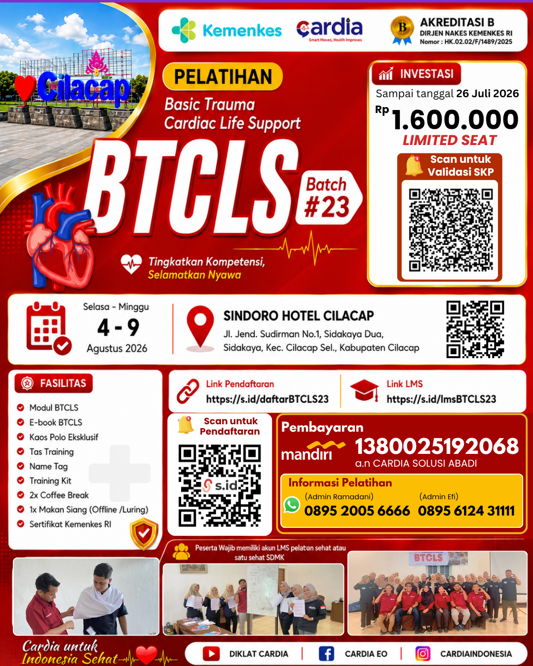 Pelatihan Basic Trauma Cardiac Life Support (BTCLS) Batch 23 - Kota Cilacap