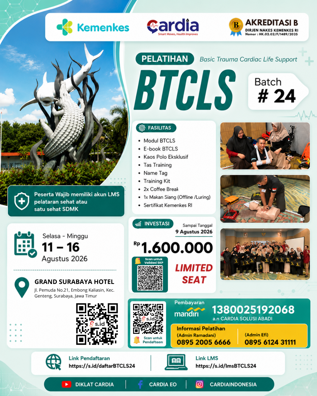 Pelatihan Basic Trauma Cardiac Life Support (BTCLS) Batch 24 - Kota Surabaya