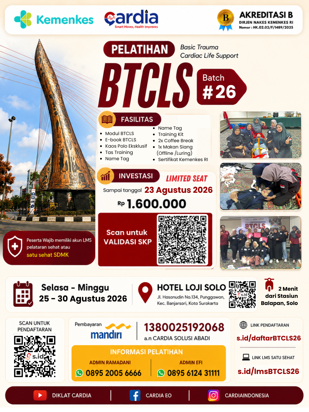 Pelatihan Basic Trauma Cardiac Life Support (BTCLS) Batch 26 - Kota Solo